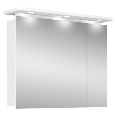 Zrcadlová skříňka LED Aquila, 92,3 x 75,2 cm, dřevo, bílá - A